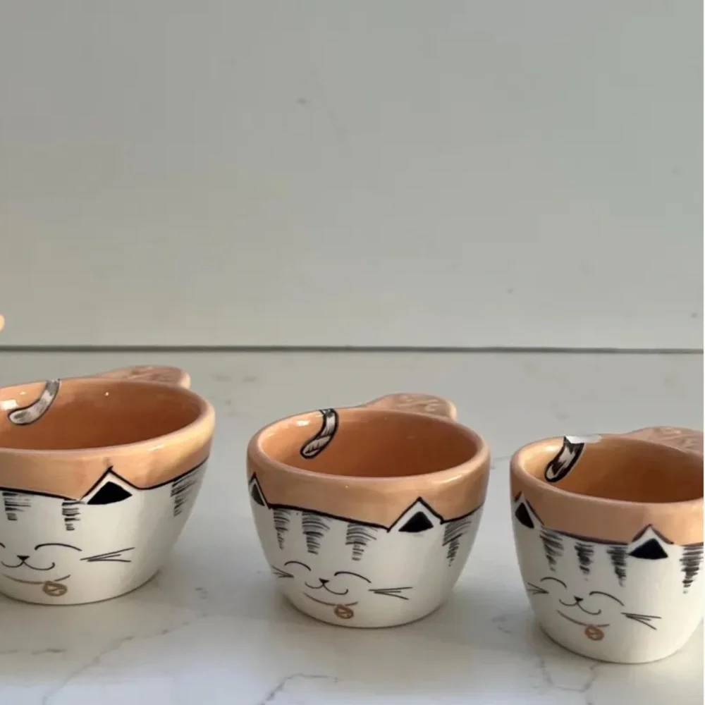 RARE Find! Cute Cat Ceramic Nesting Measuring Cups!